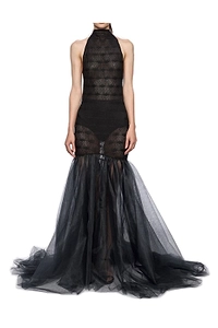 Atu Body Couture Halterneck Tulle Gown Dress