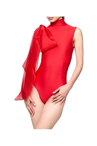Atu Body Couture Organza Bow High Neck Bodysuit