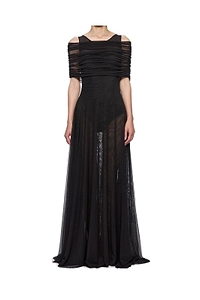 Atu Body Couture Round Neck Mesh Maxi Dress