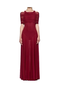 Atu Body Couture Round Neck Mesh Maxi Dress