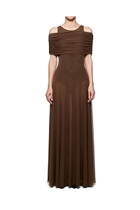 Atu Body Couture Round Neck Mesh Maxi Dress