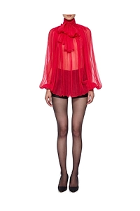 Atu Body Couture Scarcf Detailed Chiffon Blouse