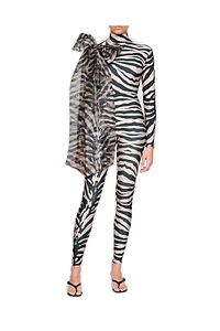 Atu Body Couture Tiger Print Bow Detailed Catsuit