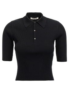 Auralee Ribbed Knit Polo Top