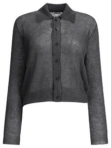 Auralee Sheer Knit Shirt Cardigan