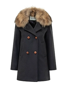 Ava Adore Double-Breasted Fur Collar Coat
