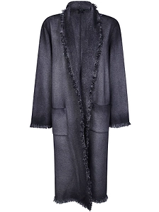 Avant Toi Frayed Trim Herringbone Coat