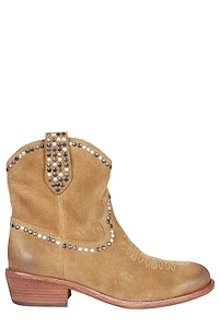 Ash Gipsy Studded Embroidered Ankle Boots