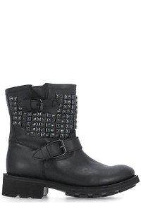 Ash Stud Embellished Buckle-Detailed Boots