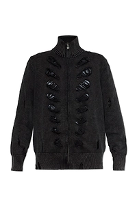 Avavav Distressed Zip-Up Cardigan