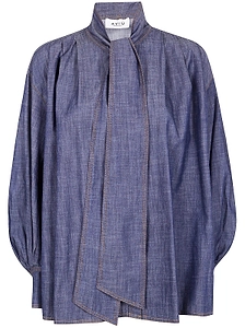 Aviù Pleated Denim Shirt