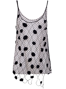 Aviù Sheer Embellished Polka-Dot Top