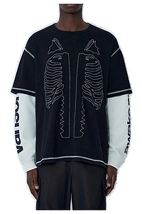Awakeny Vanson Skeleton Waffle Layered T-Shirt