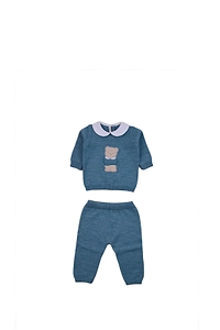 Baby Lord Teddy Bear Embroidered Jumper And Pants Suit