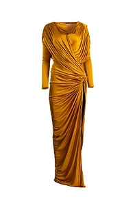 Atlein Draped Long-Sleeve Dress