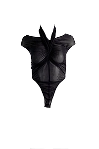 Atlein Draped Sheer Bodysuit
