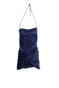 Atlein Ruched Halterneck Mini Dress