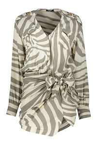 Balmain Draped Zebra Print Dress