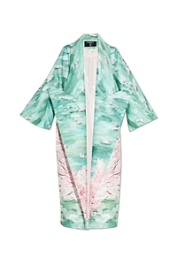 Balmain Floral Motif Printed Long Coat