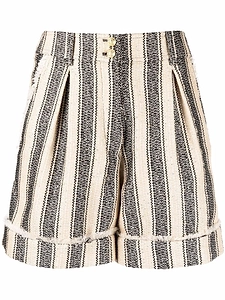 Balmain Frayed Detail Striped Pique Shorts