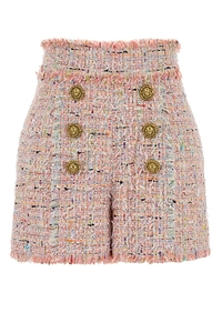 Balmain Frayed Tweed Buttoned Shorts