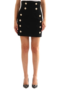 Balmain High Waist Button Embellished Skirt