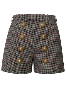 Balmain High Waist Button Embellished Shorts