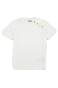Balmain Kids Button Detailed Crewneck T-Shirt