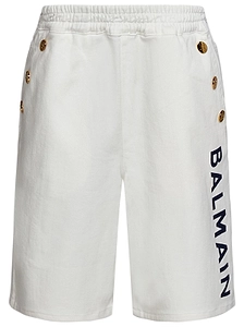 Balmain Kids Button Embellished Logo Printed Shorts