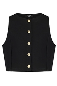 Balmain Kids Button-Embellished Crewneck Top