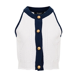 Balmain Kids Cable-Knit Sleeveless Jumper