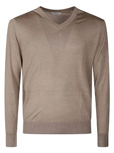 Ballantyne Plain Stitch V-Neck Knitted Sweater