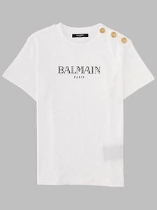 Balmain Kids Logo Button Detail T-Shirt