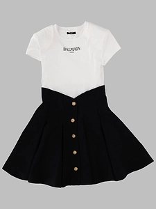 Balmain Kids Logo Buttoned Dress