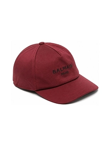 Balmain Kids Logo Embroidered Curved Peak Baseball Cap