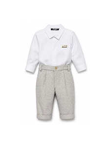 Balmain Kids Logo Plaque Long-Sleeved Babygrow Set