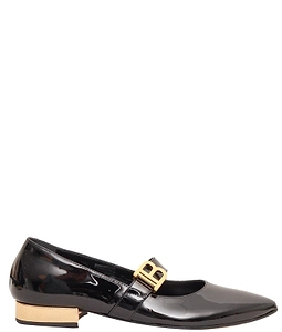 Balmain Kids Logo-Plaque Pointed Toe Strap Ballerinas
