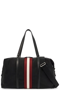 Bally Logo Patch Striped Travel Bag