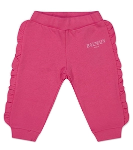 Balmain Kids Logo Printed Ruffled Track Pants