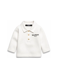 Balmain Kids Logo Printed Straight Hem Polo Shirt