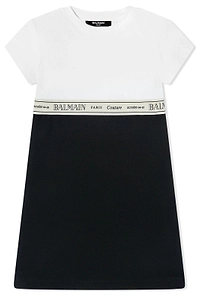 Balmain Kids Logo-Tape Two-Toned Dress