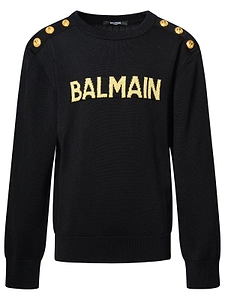 Balmain Kids Lurex Logo Knitted Jumper