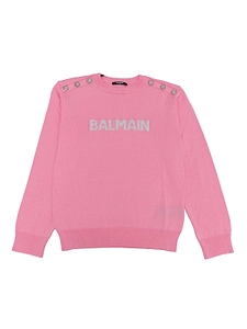 Balmain Kids Lurex Logo Knitted Jumper