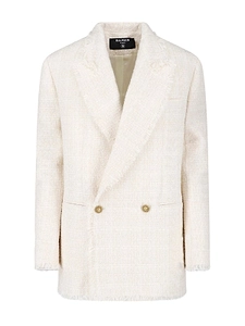 Balmain Double-Breasted Fringed Trim Jacket