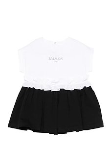 Balmain Kids Ruffled Crewneck Dress
