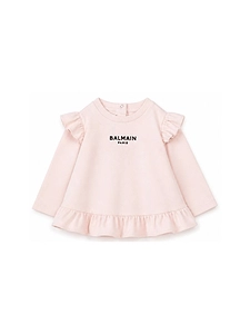 Balmain Kids Ruffled Trim Crewneck Blouse