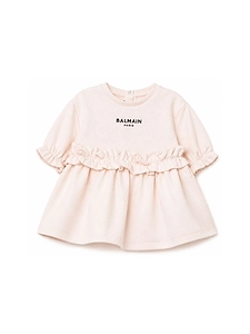 Balmain Kids Ruffled Trim Crewneck Dress