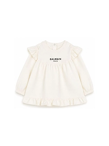 Balmain Kids Ruffled Trim Crewneck Blouse