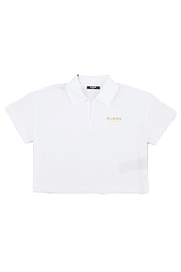 Balmain Kids Short-Sleeved Cropped Polo Top