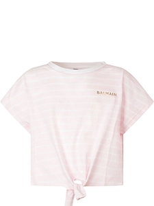 Balmain Kids Striped Tie-Front T-Shirt